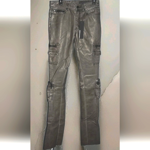 Rockstar Original Sutton Black PU Stacked Leather Jean size Men's 32, black - Picture 1 of 13